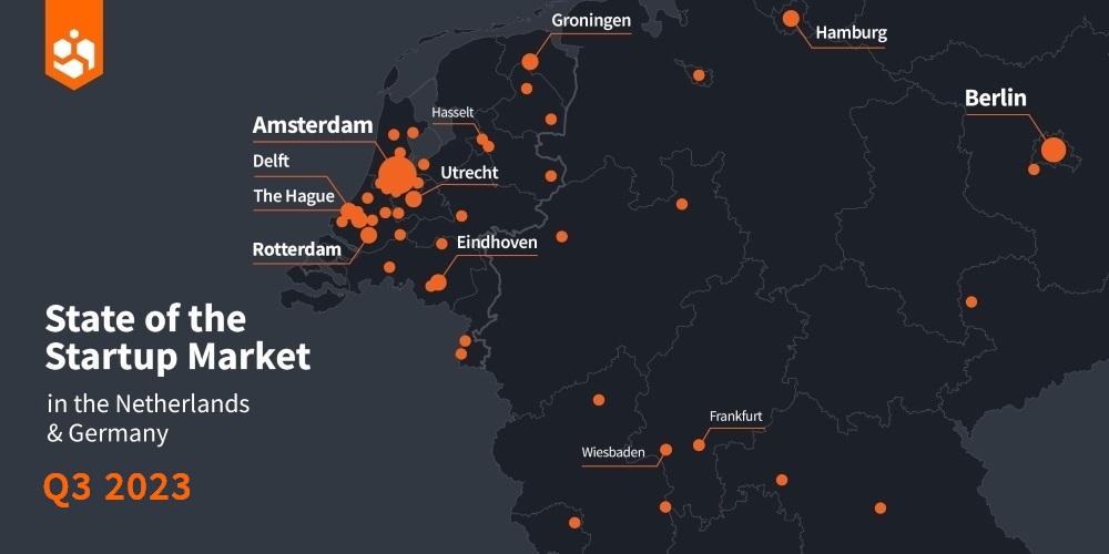 A map of startup hubs in the Netherlands and Germany